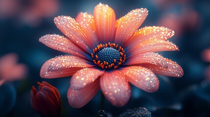 Pink Flower Blossom with Dew Drops Macro Photography Nature Beauty Garden Bloom