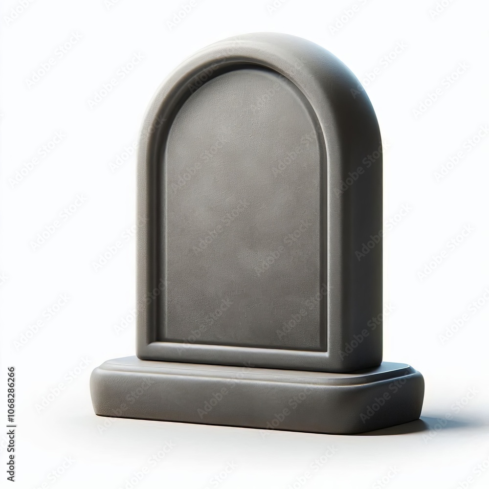 Poster 3d render of a grey gravestone, set against an empty background, perfect for advertisement or inform