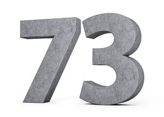 3d Concrete Number Seventy three 73 Digit Made Of Grey Concrete Stone On White Background 3d Illustration