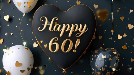 Sixtieth tribute: cheerful visual greeting featuring Happy 60 in eye catching text, conveying heartfelt wishes for special celebration, with lively design elements marking importance milestone year.
