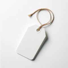 Fototapeta premium Blank white price tag isolated on white background, perfect for product labeling and pricing