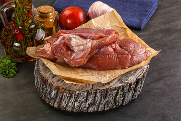 Raw uncooked turkey thigh fillet