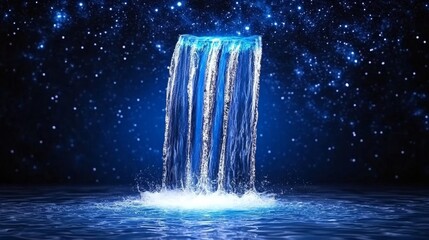 Waterfalls Night Sky Celestial Water Feature Water Blue Abstract Nature Tranquil Dreamy
