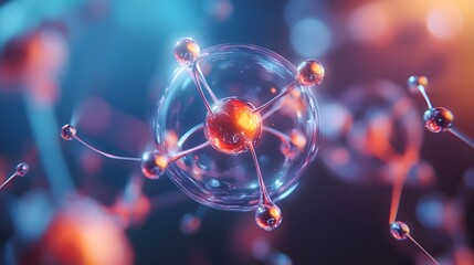Highly Magnified Electron Microscope Image of Colorful Hydrogen Atom Quantum Shell Structure
