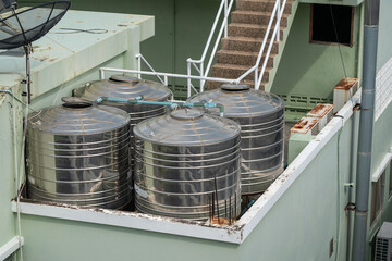 Water tank on the roof of a hotel