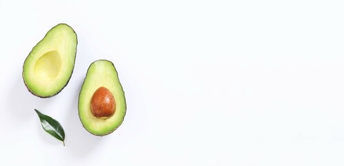 Green avocado on white background 