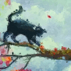 Oil paintings and various flowers such as roses, peonies, cats, and dogs are beautiful and stunning