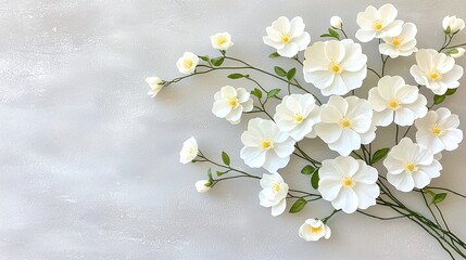 Fototapeta premium White Flowers on Grey Background.