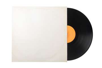 Vynil record in old blank white paper cover