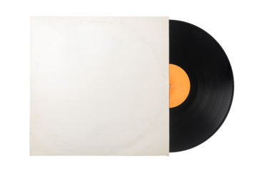Vynil record in old blank white paper cover