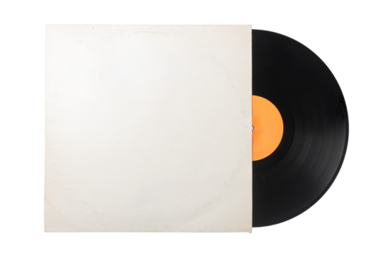 Vynil record in old blank white paper cover