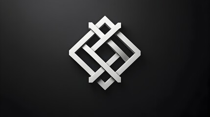 Obraz premium Elegant Symmetrical White Emblem Logo on Dark Backdrop Minimalist Abstract Graphics Design