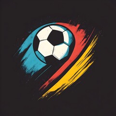 Naklejka premium Vibrant Minimalist Soccer Ball Emblem Logo in Modern Geometric Art Style