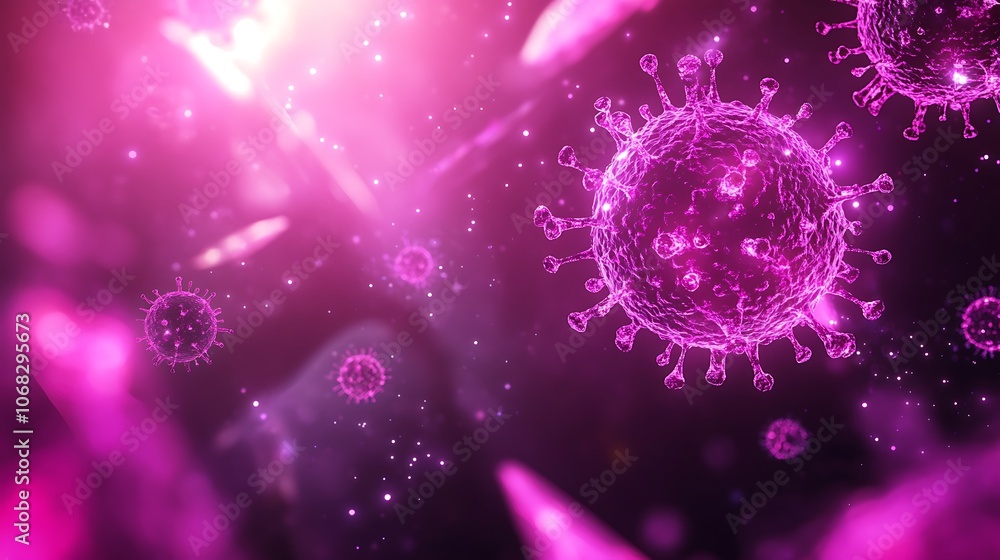 Aufkleber abstract representation of viruses in a colorful digital environment.