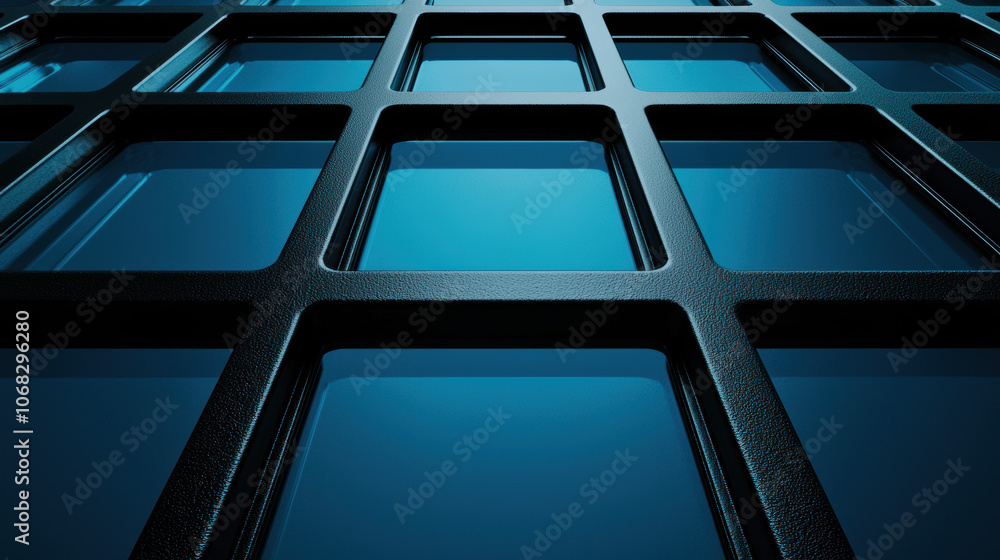 Aufkleber a close-up view of a textured grid pattern with dark elements against a blue background, showcasing 