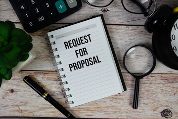 Request For Proposal (RFP) text on notepad, Business and Financial concept background