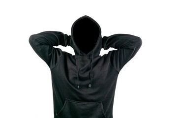 Man in hoodie isolated on white background