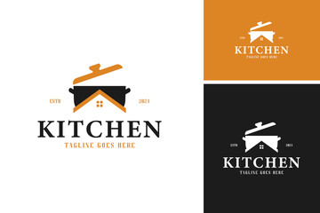 Creative hot pot with house logo design symbol vector illustration