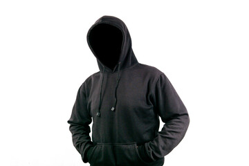 Man in hoodie isolated on white background