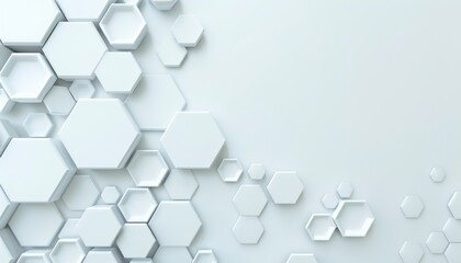 Abstract White Hexagon Pattern with Blank Space