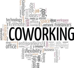 Coworking word cloud conceptual design isolated on white background.