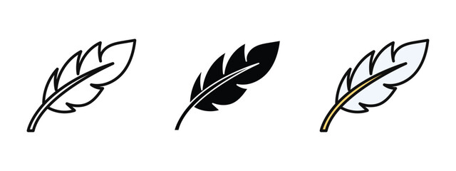 Feather isolated  on white background, set of editable feather icons © Muhammad Tayyab