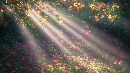 Enchanting Sunrise in the Vibrant Forest: A Majestic Display of Nature's Awakening