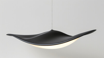 Modern black pendant light with a unique wave-like design.