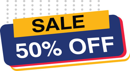 Sale 50 Off discount deal tag banner design template modern new sticker graphic ribbon promotion