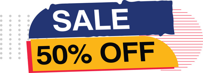 Sale 50 Off discount deal tag banner design template modern new sticker graphic ribbon promotion