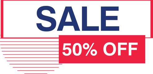 Sale 50 Off discount deal tag banner design template modern new sticker graphic ribbon promotion