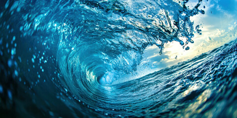 A wave in the ocean with a lot of water splashing out