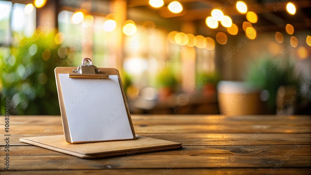 Poster clipboard with paper on desk, ideal for business documentation, notes, or creative work, featuring b