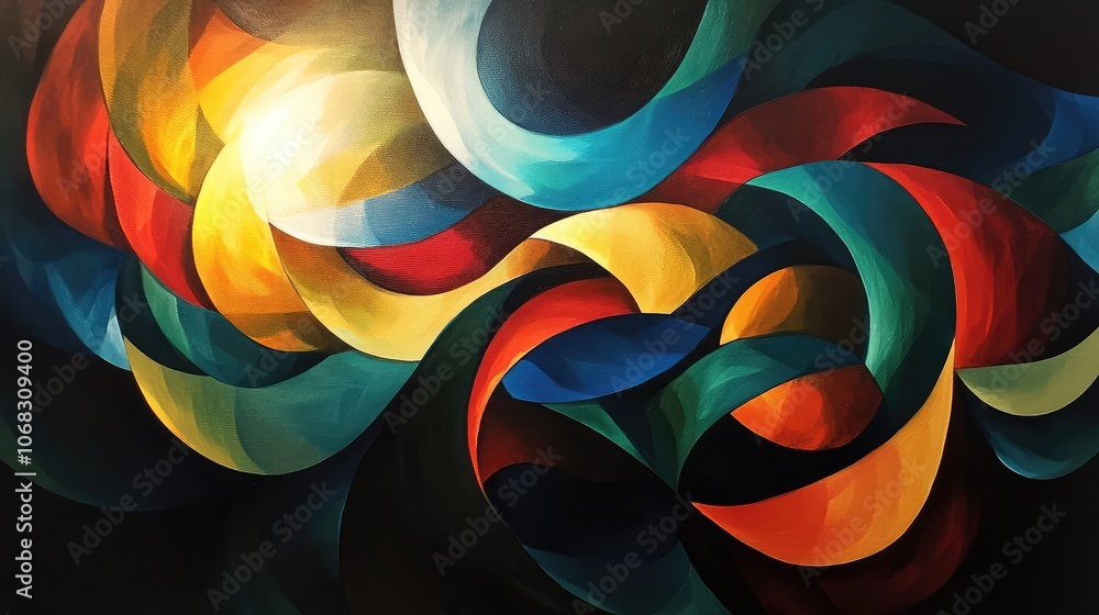 Aufkleber dynamic abstract shapes inspired by christmas music, creating a rhythmic pattern of light and color 