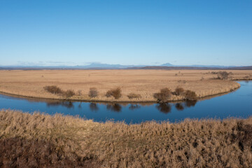 秋の釧路湿原ドローン空撮