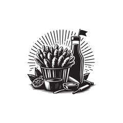 Deep fried silhouette vector design art illustration