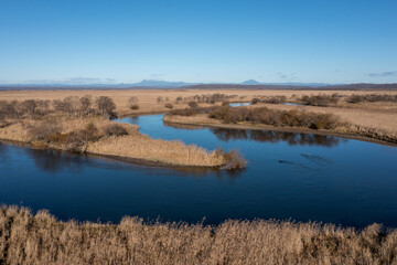 秋の釧路湿原ドローン空撮