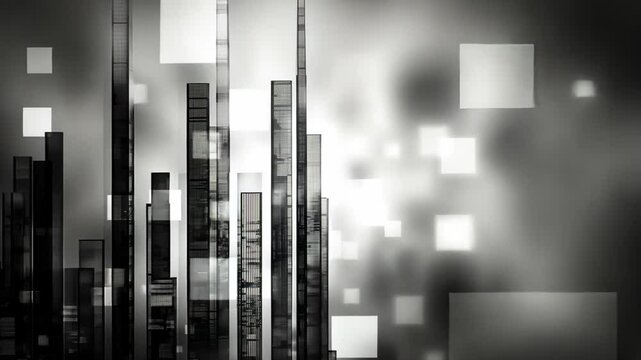 white black cube and stripes geometric shape fractal minimalist motion abstract, background