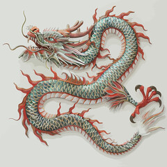 Fototapeta premium Chinese dragon isolated on white background. Vector illustration for your design. 