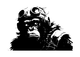 black and cartoon illustration of a kingkong