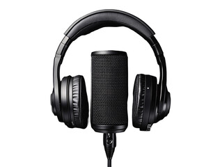 a black headphones and a microphone