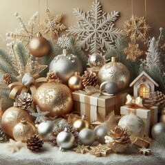 Christmas composition for decorating stylish cards and festive designs