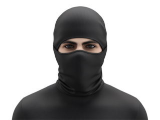 a man wearing a black mask