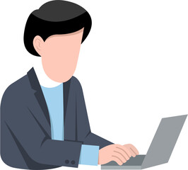 Man Working On Laptop Character