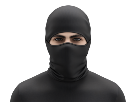a man wearing a black mask