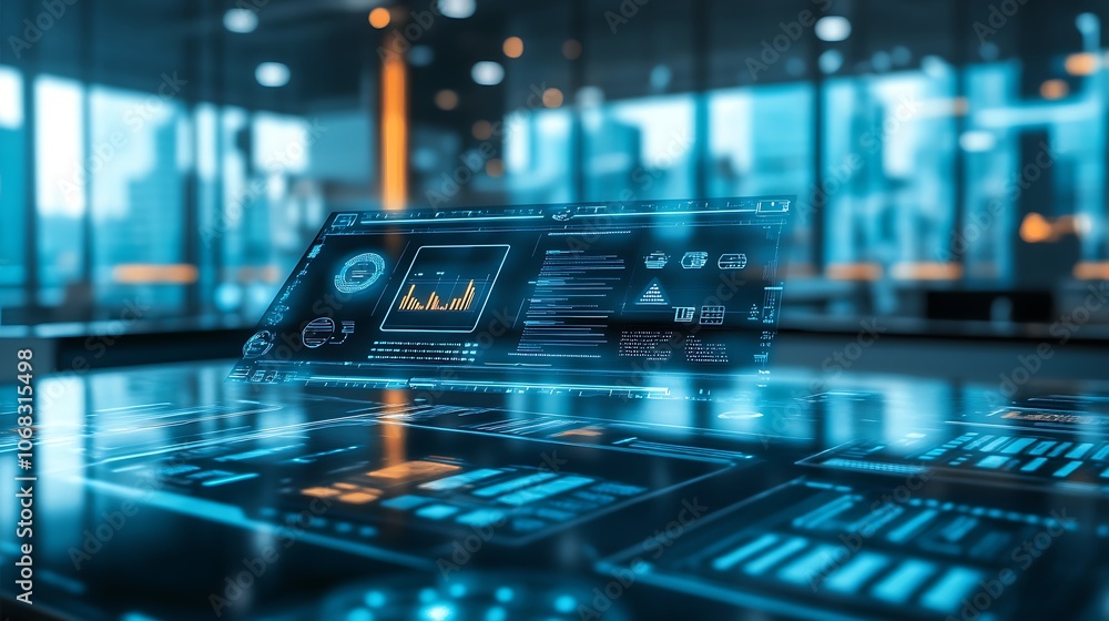 Aufkleber futuristic holographic interface with data visualizations
