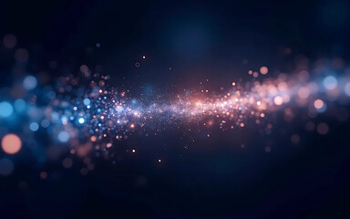 Obraz premium A data stream with flowing particles and light streaks in a dark space, symbolizing information transfer and digital communication.