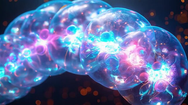 Cellular powerhouse: detailed video of mitochondria illustrating energy production, essential processes within cells, highlighting role of this organelle in cellular respiration, life support.