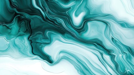 Obraz premium Abstract Swirls in Teal and White Fluid Art