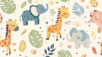 Obraz premium Colorful animal pattern seamless pattern